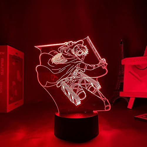Anime 3D Illusion Lampe Angriff auf Titan Levi Ackerman Lampe Home Decor Schlafzimmer Bunte LED Acryl Nachtlicht Kind Geburtstagsgeschenk-7 Farben Keine Fernbedienung