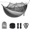 MSPORTS Camping Hängematte Premium Ultraleicht mit Moskitonetz | 250 kg Tragkraft, Atmungsaktiv (Silber-Grau)