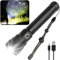 PUNLIM LED Rechargeable Torch Super Bright Flashlights High Lumens Tactical Flashlights, Zoomable Waterproof Flashlight 5 Modes for Emergencies, Camping, Hiking, Hunting, Outdoor （Large）