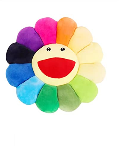 ZXMBEDDINGS 17 Sunflower Flower Plush Pillow,Smile Face Cushion Colorful Home Bedroom Decor