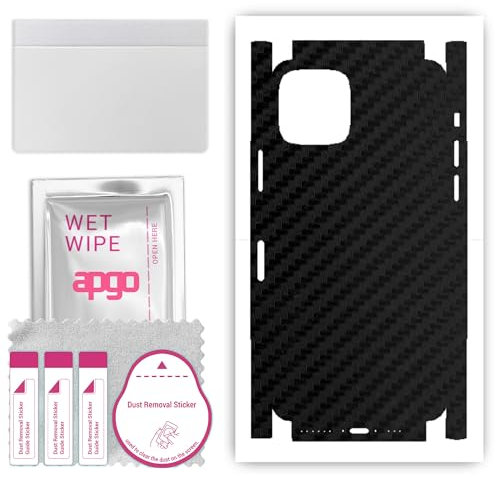 apgo Rückseite + Seiten Schutzfolie, Skin, kompatibel mit Apple iPhone 11 Pro, Hinten Displayschutzfolie aus Vinylfolie, Kratzfest, einfache Montage - Schwarzer Kohlenstoff