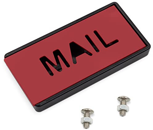 SuperDi Briefkastenflagge, Frontmontage, Ziegelstein, Briefkasten, stilvoller Ersatz, schwarze Halterung und rote Flagge.