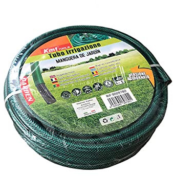 Tubo Irrigazione Retinato 3/4'' 19mm, Tubo Acqua Giardino, 3 Strati Colore Nero Verde (20M)