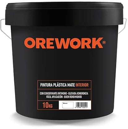 Orework Pintura plástica blanco mate para interior - 10 kg