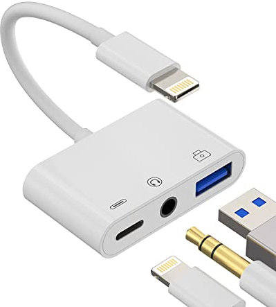 Lightning USB Adapter 3.5mm Kopfhörer Klinke Schnellladegerät (3in1)iphone OTG Zubehör Aux Audio Stecker für Tastaturen USB Stick Kartenlesegerät Maus Hub 14 13 12 11 Pro Max Mini 8 7 Plus Ipad L+3.5