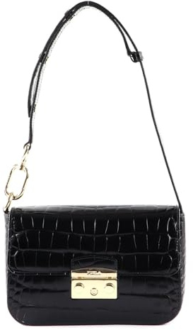 Furla Leder Schultertasche Abendtasche Metropolis Shoulder Bag Nero schwarz