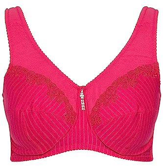 Ulla Popken Womenswear 658495531 Curvy Kelly Stütz-BH mit Nadelstreifen, Übergröße, Sorbet-Rosa, Größe 100D, Rosa - Sorbet Pink, 42D