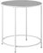 VASAGLE Mesa Auxiliar Redonda, Tapa de Cristal Templado, Marco de Metal, Punta de sofá, Mesa de Consola, Mesa de Noche, para salón, balcón, Blanco Perla y Gris Pizarra LGT020W01