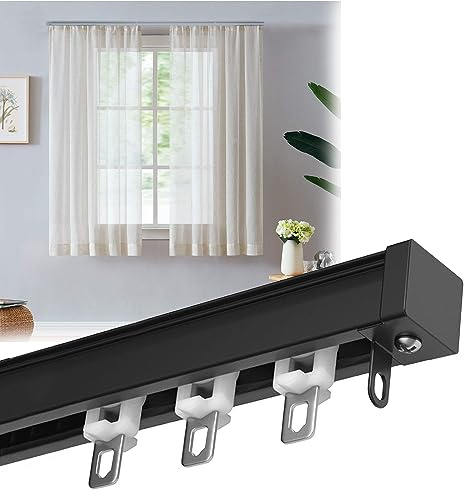 Tringle Rideau 3m 5m 6m, Rail De Rideau Rail Rideaux Plafond Rideau De Plafond Ou Au Mur, Rideau Tringle Droit Plafond Avec Embouts Fixations Glisseurs Raccords, Rouleaux Glissent En Douceur