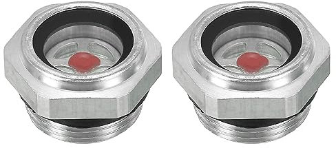 PATIKIL Air Compresseur Huile Vue Verre, 2 Paquet M22*1,5 Mâle Filetage Aluminium Alliage Huile Liquide Niveau Jauge Air Compresseur Pièces avec O-anneau