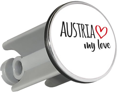 Huuraa Waschbeckenstöpsel Austria My Love Geschenk 4cm für Waschbecken Abflussstopfen Austria Geschenkidee