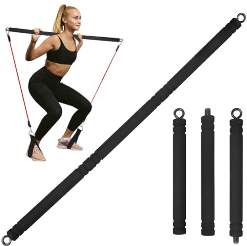 Topfinder Barra per Elastici Fitness, Barra Pilates per Bande di Resistenza Portatili Yoga Attacco per Barra per Esercizi Attrezzi Palestra Casa (Nero)