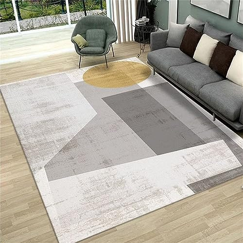 RUGMRZ Teppich Industrial Graue gelbe geometrische Muster rechteckige Freizeitdekoration für einfache Pflege Teppichmatte 70 x 140 cm