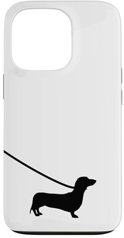 Funda para teléfono celular de perro salchicha con correa, lindo y simple blanco Carcasa para iPhone 13 Pro