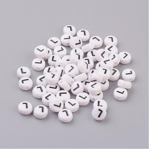 Handicraft Emporium Flat Round Alphabet Acrylic Beads | 20g | L