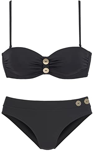VIVANCE by Lascana Damen Bügel-Bandeau-Bikini verstellbare Träger, formgebende Stäbchen, Raffungen und Zierknöpfe, komfortabel geschnitten aus pflegeleichtem Material