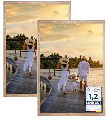CABBEL 2x Bilderrahmen 50x70 cm Mokka Rahmen 2-Pack | Dokumentenrahmen, Collage, Poster | MDF Holz-Posterrahmen Acrylglas | Picture Frame, Puzzlerahmen, Bilder, Fotorahmen zum Aufhängen