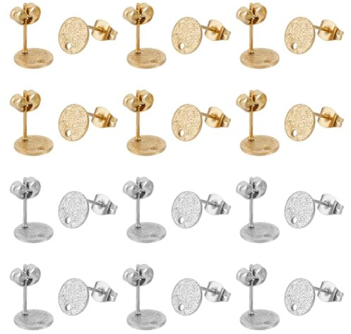 UNICRAFTALE 40 Stück 2 Flache DIY Ohrstecker Runde Ohrstecker Ohrring Selber Machen Set Edelstahl Ohrstecker Mit Ohrring Verschlüssen Strukturierte Ohrstecker Für DIY Ohrringen Schmuckherstellung