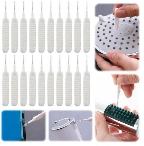 Brosse de nettoyage anti-obstruction pour trou interstice, brosse de nettoyage multifonction pour pommeau de douche pour salle de bain, cuisine, petit trou (20)