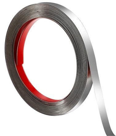 Jeffdad Zierleisten Selbstklebend Silber, 5 m Wandleisten Selbstklebend Metallisches Spiegelband aus Edelstahl Flexible Zierleiste Wandleiste für Wand Fliesen Spiegelrahmen Möbeldekor(5 m x 1 cm)