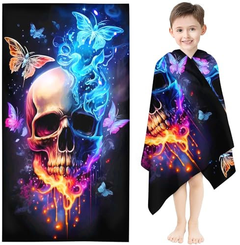 Fadaing Totenkopf Strandtuch 90x180 cm Skull Blume Badetuch Strandlaken Skull Handtücher 50x100cm Für Yoga Sauna Badetuch Groß 100x200cm Microfaser Handtücher (10,100 x 200 cm)