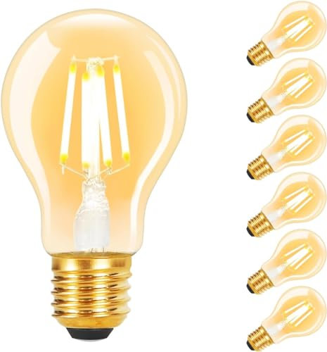 Kowanie 6 Stück LED Lampe E27 Glühbirne - A60 Leuchtmittel Vintage Edison Retro Birne 2700K 4W klares Filament Warmweiß Glühlampe Dekorative Nostalgie Energiesparlampe für Haus Café Bar Restaurant