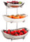 XUDREZ Obst Etagere mit 3 Etagen Obstschalen aus Keramik, Platzsparendes Obstkorb Etagere für die Familie - Moderne Obstschale, Geeignet für Gemüse, Obst, Snacks, Süßigkeiten (Silver)