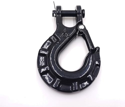 Gancio per verricello 3/8 pollici, gancio di sicurezza in acciaio forgiato resistente Grado 70 con gancio a forcella scorrevole e chiusura di sicurezza max 15.876 kg per corda del verricello, ATV, UTV