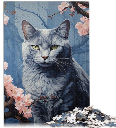 Puzzles Geschenk Art Cat 1000-teiliges Puzzle Holzpuzzle Familienspiel Stressabbau Schwieriges Herausforderungspuzzle （50x75cm）