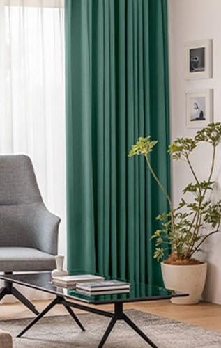 Mesnt Fenster Vorhänge Stoff, Grüne thermoisolierte Verdunkelungsvorhänge mit Ösen für Schlafzimmer132 x 138 cm