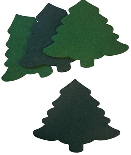 Felt Christmas Tree Die Cut Out Shapes, DIY Decorations Ideas, Applique Embellishments, kids Art and Crafts Summer Holidays And Half Term Ideas. Large 10 x 8 cm. Set of 8