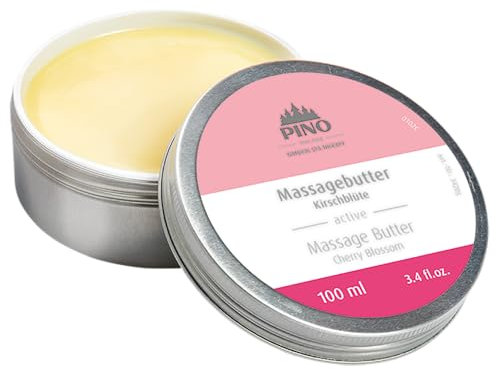 Pino Massagebutter | Kirschblüte Active | Made in Germany | Mit Jojobaöl und Vitamin E | 100% Naturreine Butter l100 ml