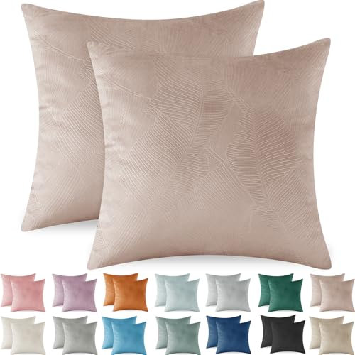 Ystyle Housse Coussin 40x40 en Velours Côtelé Super Taie d'oreiller Doux, Moderne Housse de Coussin Canape Canapé Decoration Maison Salon Chambre pour Canapé Lot de 2, Coussin Rose Gris
