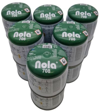NOLA Cartouches de gaz butane 190 g – Cartouche de gaz perçable pour réchaud de camping, brûleur à gaz, lampe de camping, bidon de gaz universel pour tous les appareils à cartouche perçable 708,