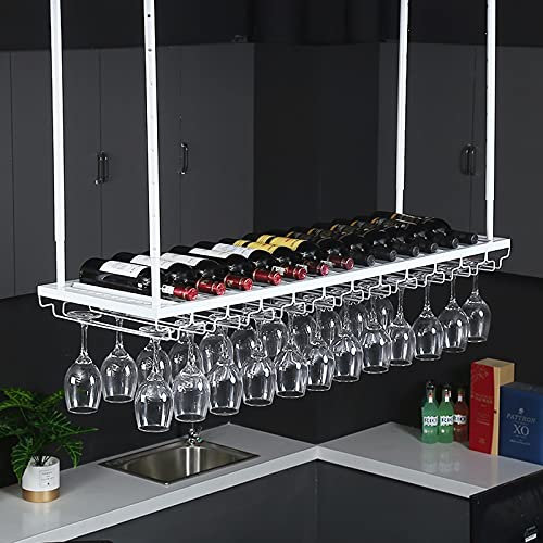 sjdoPulse Weinregal Aus Eisen, Umgedrehter Kelch-Weinhalter, Hängendes Weinlagerregal Für Die Bar, Weinschrank-Bar-Dekorationsaufhänger, Hängeschrank Für Die Haushaltsdecke, Höhen,B,80 * 35CM