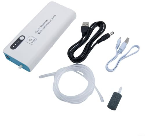 Aérateur de pêche, pompe à air pour aquarium, batterie au lithium rechargeable USB, pompe aérateur de poisson avec accessoires, pompe d'aquarium portable pour la pêche en plein air, aquarium