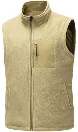 Gilet da uomo per escursionismo all'aperto, giacca invernale senza maniche da uomo con cerniera completa, gilet leggero in pile caldo, leggero, multitasche, per lavoro, pesca, caccia, escursionismo,