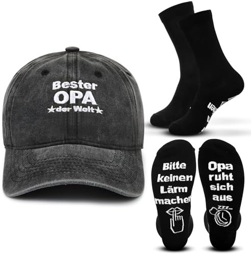 SATINIOR 2 Stück Witzige Geburtstag Geschenke für Opa Darunter 1 Baseball Caps und 1 Paar Socken Geschenkideen für Männer