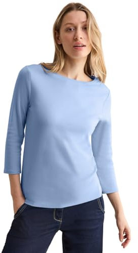 CECIL Damen B317389 Basic Shirt In Unifarbe, Fresh Light Blue, L EU