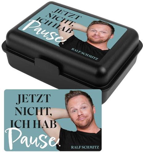 United Labels Ralf Schmitz Brotdose mit Trennwand 17,5x12,8x6,9 cm, Schwarz, Lunchbox Jetzt nicht ich hab Pause, Brotbox spülmaschinenfest