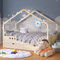 Bellabino Bela Hausbett 90x200 cm für Kinder mit großer Schublade, Kinderbett mit Rausfallschutz, Kleinkinderbett und Jugendbett in Natur unbehandelt aus Massivholz inkl. Lattenrost und Matratze