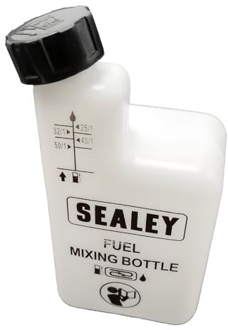 Botella mezcladora de aceite y combustible para motores de 2 tiempos, 4 razones, 32:1/50:1/40:1/25:1, reutilizable, para motocicleta, cortacésped, motosierra, color blanco