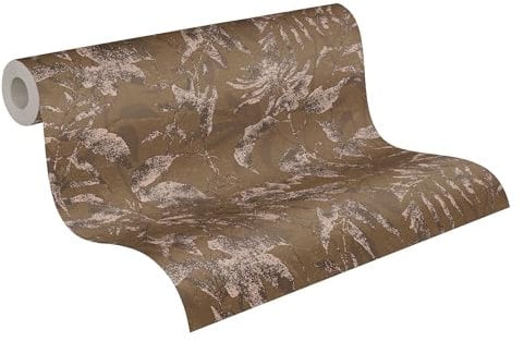 A.S. Création livingwalls Hot Spots Motivtapete 10,05 m x 0,53 m mit Blättermotiv - Braun, Metallic - Vliestapete, Wanddeko im Dschungel-Look Made in Germany - 782034