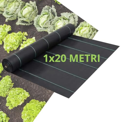 Tata Home Telo Pacciamatura 1x20 Metri 100g/m² Telo Anti Erbacce per Orto Giardino Tessuto Permeabile all'Acqua Stabilizzazione ai Raggi UV Barriere Contro Le Erbe Infestanti Colore Nero