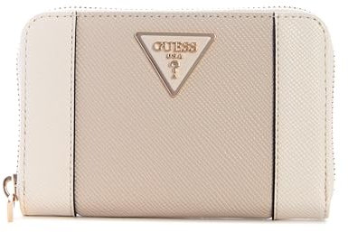 GUESS Laurel Ii Medium Geldbörse mit umlaufendem Reißverschluss für Damen, Cremefarben/Taupe, Einheitsgröße