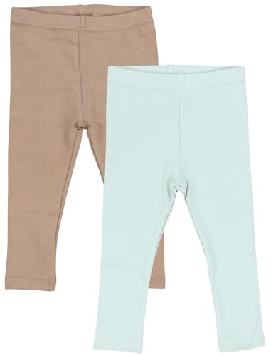 TupTam Baby Mädchen Leggings Lang – 2er Pack – Weiche Baumwollhose in Pastellfarben – Blickdicht & Bequem, Farbe: Salbeigrün/Taupe, Größe: 86/92