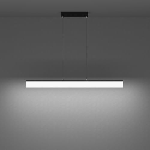 Mai & Mai LED Pendelleuchte Esstisch dimmbar 3000–6000K 905mm matt Schwarz | Moderne lineare Pendellampe, höhenverstellbare Esszimmerlampe mit Fernbedienung für Wohnzimmer Büro, Alivetta3303