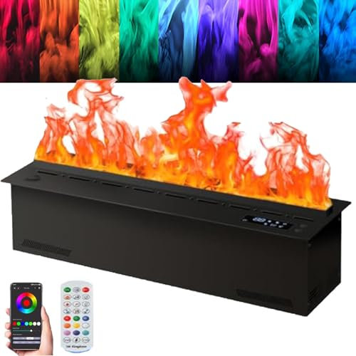 Camino Elettrico A Vapore Acqueo 3d, Fiamma Atomizzata Simulata, Umidificatore Camino Integrato, Display Lcd + Regolazione Della Fiamma, Con Telecomando, Riempimento Automatico Dell'acqua ,180cm