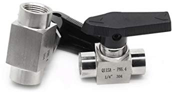 Kugelhahn, 1/8 1/4 3/8 1/2 3/4 Innengewinde 2-Wege-Kugelhähne, BSP Edelstahl 304 Hochdruck-Hochtemperatur-Kugelhahn (Größe: 3/8)(1/4)