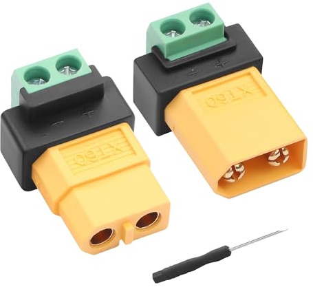 JSADZKJ 2Stück XT60-zu-2-Pin-Schraubklemmen-Adapter,10 A XT60-Stecker zu 2-Pin-Lötfreier Konverter-Netzstecker,für Solarmodule,tragbare Stromversorgungsstationen,Drohnen (Männlich zu Weiblich)